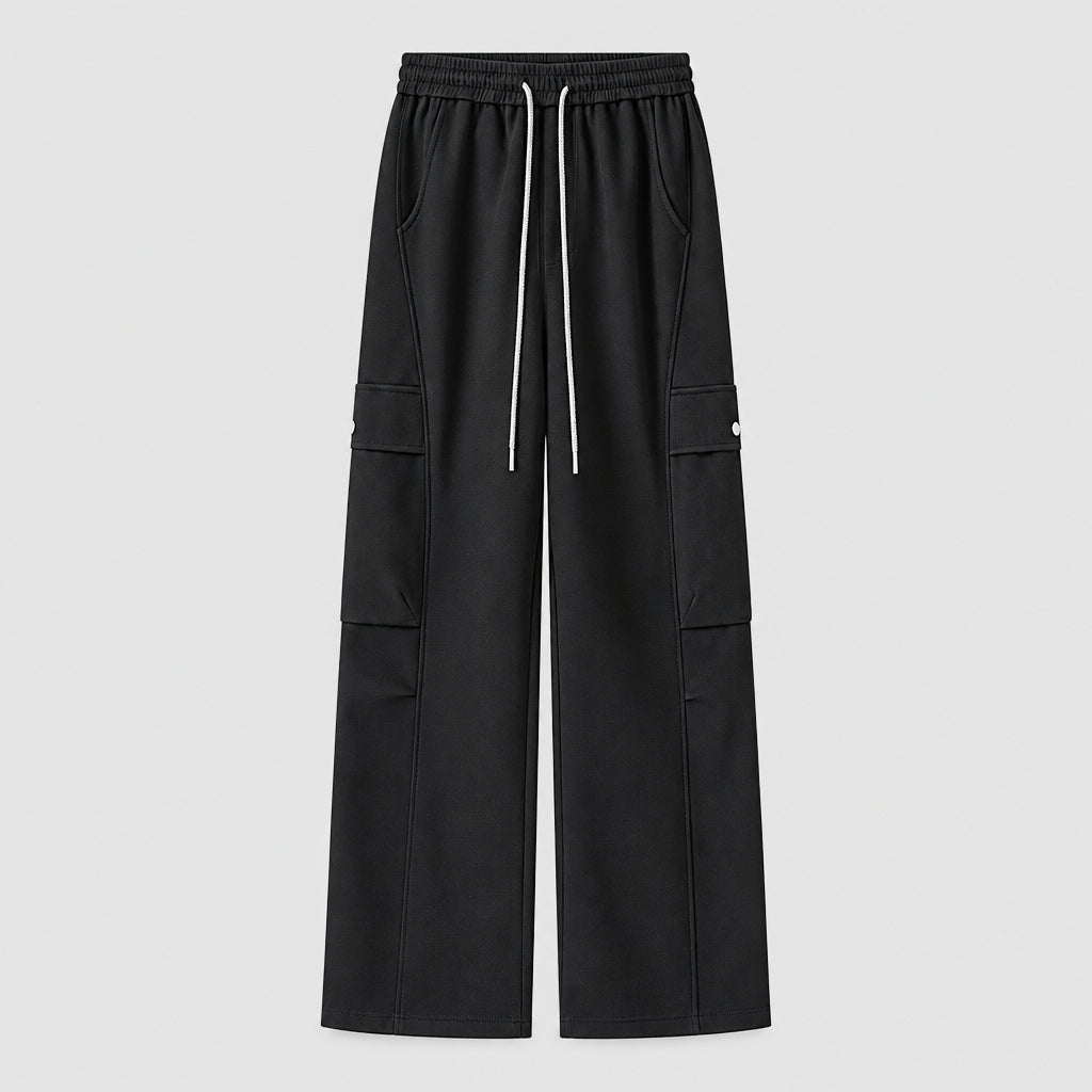 Nouveau pantalon cargo décontracté , coupe droite ample, en coton épais  avec empiècements