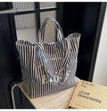 Sac cabas en toile à rayures colorées, grande capacité, sac à bandoulière décontracté, design simple
