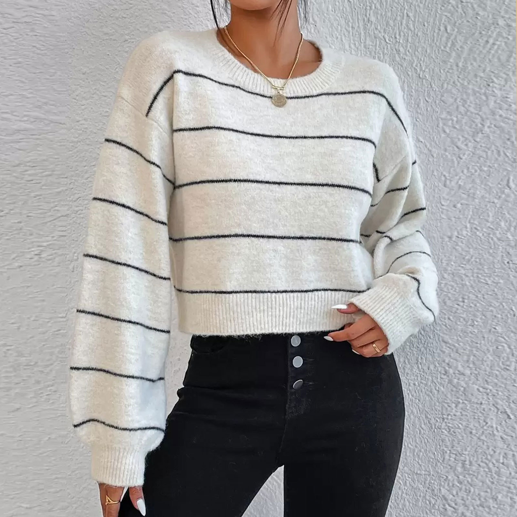 Pull rayé à col rond