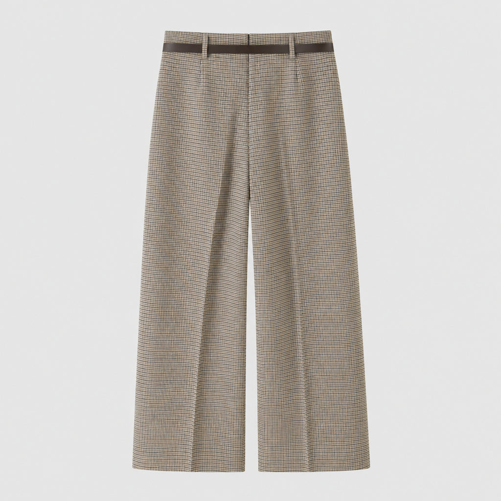 Ensemble : Gilet à carreaux sans manches à double boutonnage et d'un pantalon long.