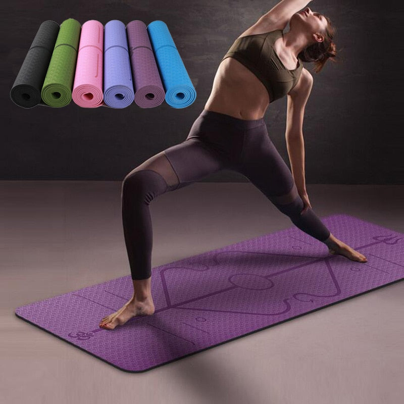 tapis de yoga avec lignes de positionnement, antidérapant