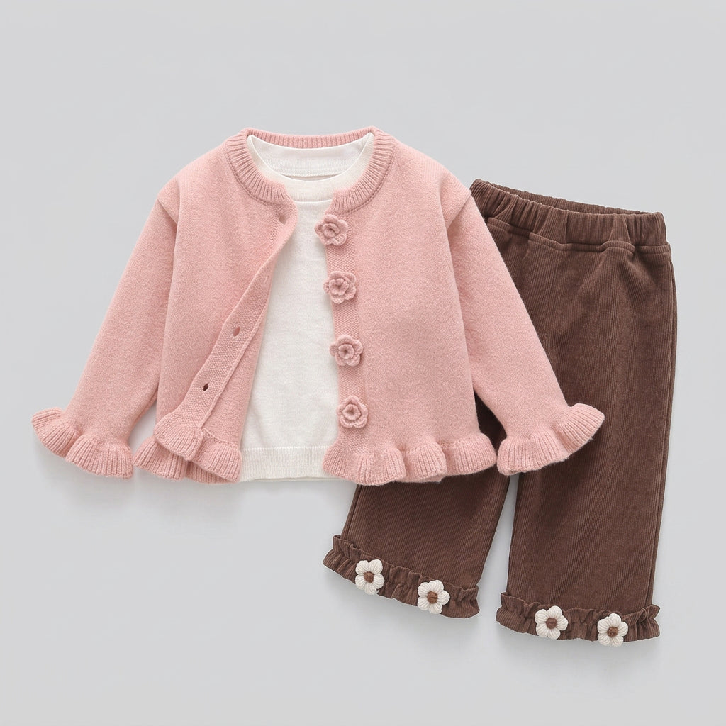 Ensemble floral 3 pièces en coton