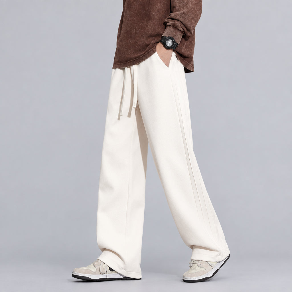 Pantalon décontracté pour homme : coupe ample, droite et large