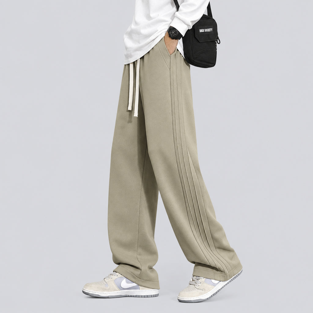 Pantalon décontracté pour homme : coupe ample, droite et large