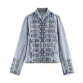Veste en jean boutonnée et cintrée à la taille