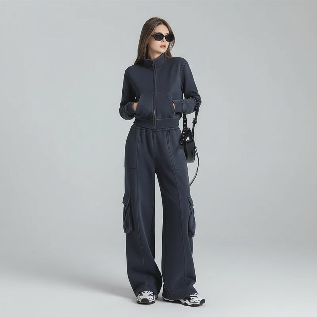 Ensemble sport  : cardigan slim fit et pantalon streetwear
