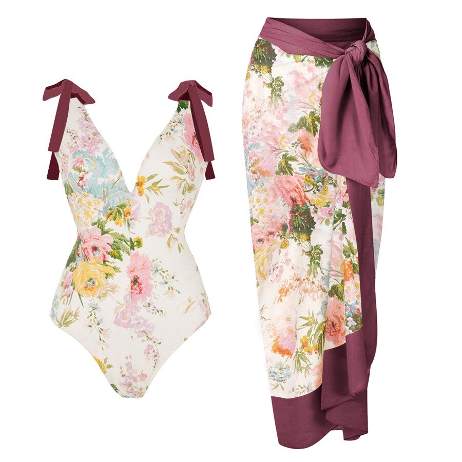 Maillot de bain une pièce dos nu à bordure pétale,  asymétrique
