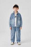 Ensemble deux pièces en jean pour garçon : veste à manches longues et pantalon