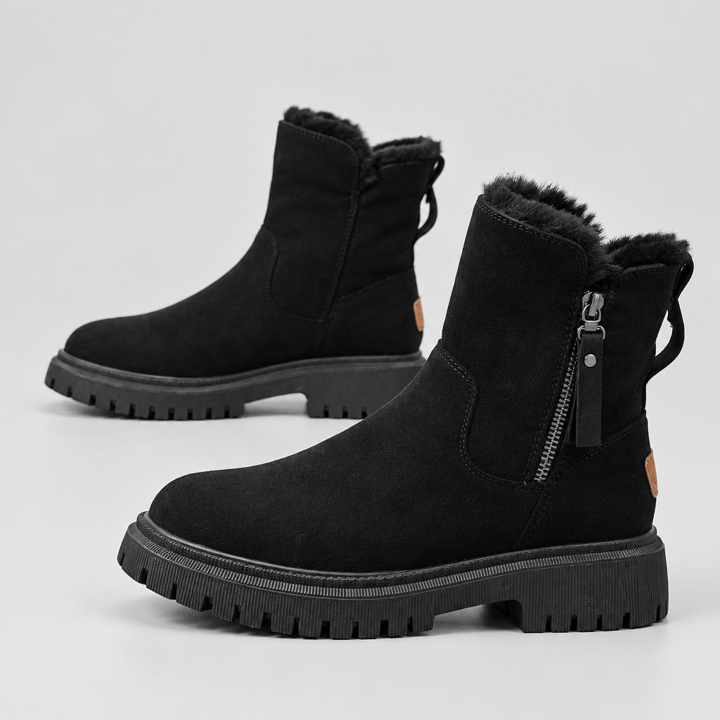 Bottes d'hiver , chaudes et épaisses, avec doublure en velours et fourrure intégrée à la tige.