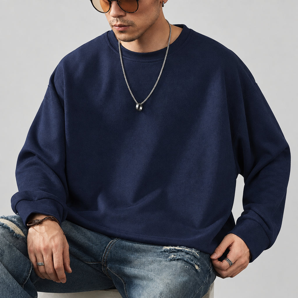 Sweat-shirt en suédine épaisse et moelleuse,  à coupe ample