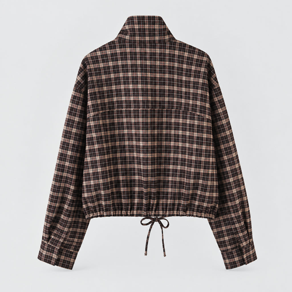 Ensemble veste à carreaux zippée coupe ample et jupe-culotte