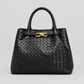 Sac cabas en cuir véritable avec nœud métallique en forme de 8