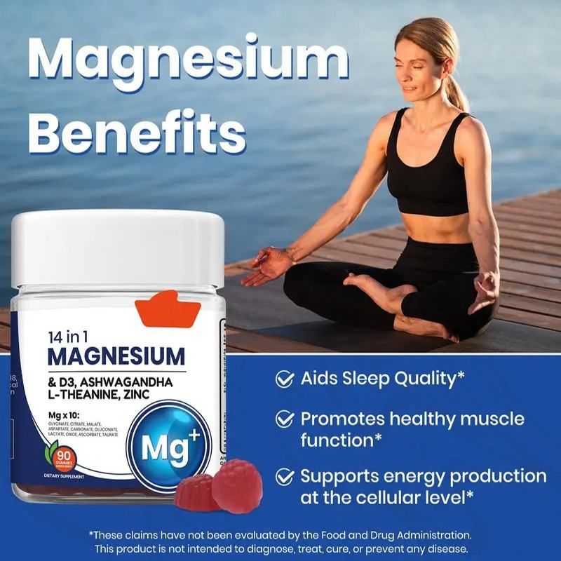 90 capsules gélifiées « 14 en 1 » pour adultes à base d'ashwagandha, de vitamine D3, de zinc et de magnésium