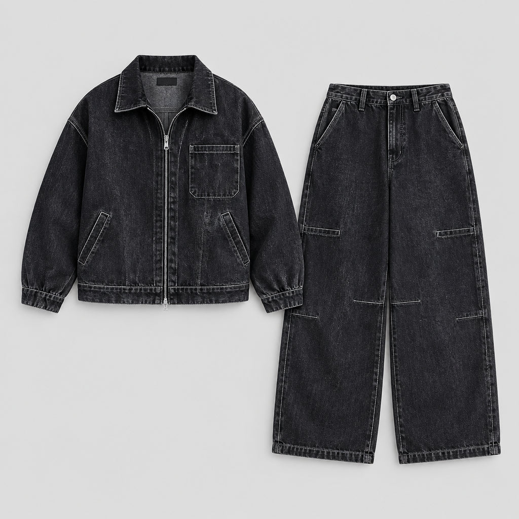 Ensemble veste et pantalon cargo en jean