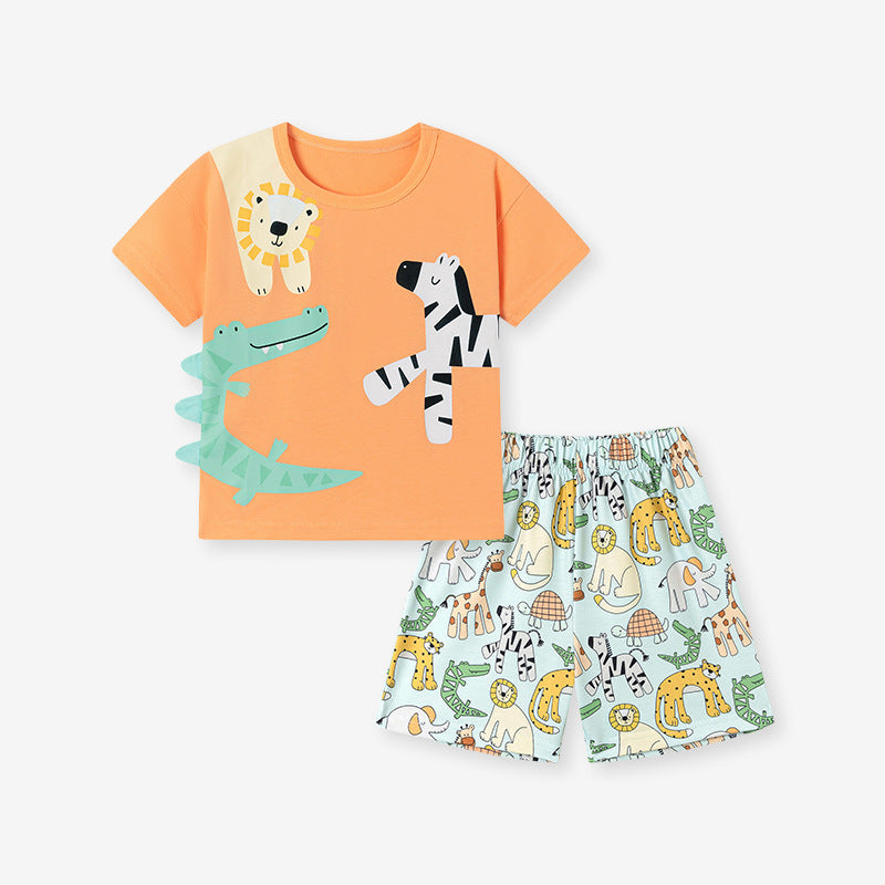 Ensemble garçon à manches courtes avec motifs de dessins animés
