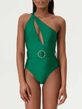 Maillot de bain une pièce couleur émeraude, paréo, , bikini push-up amincissant