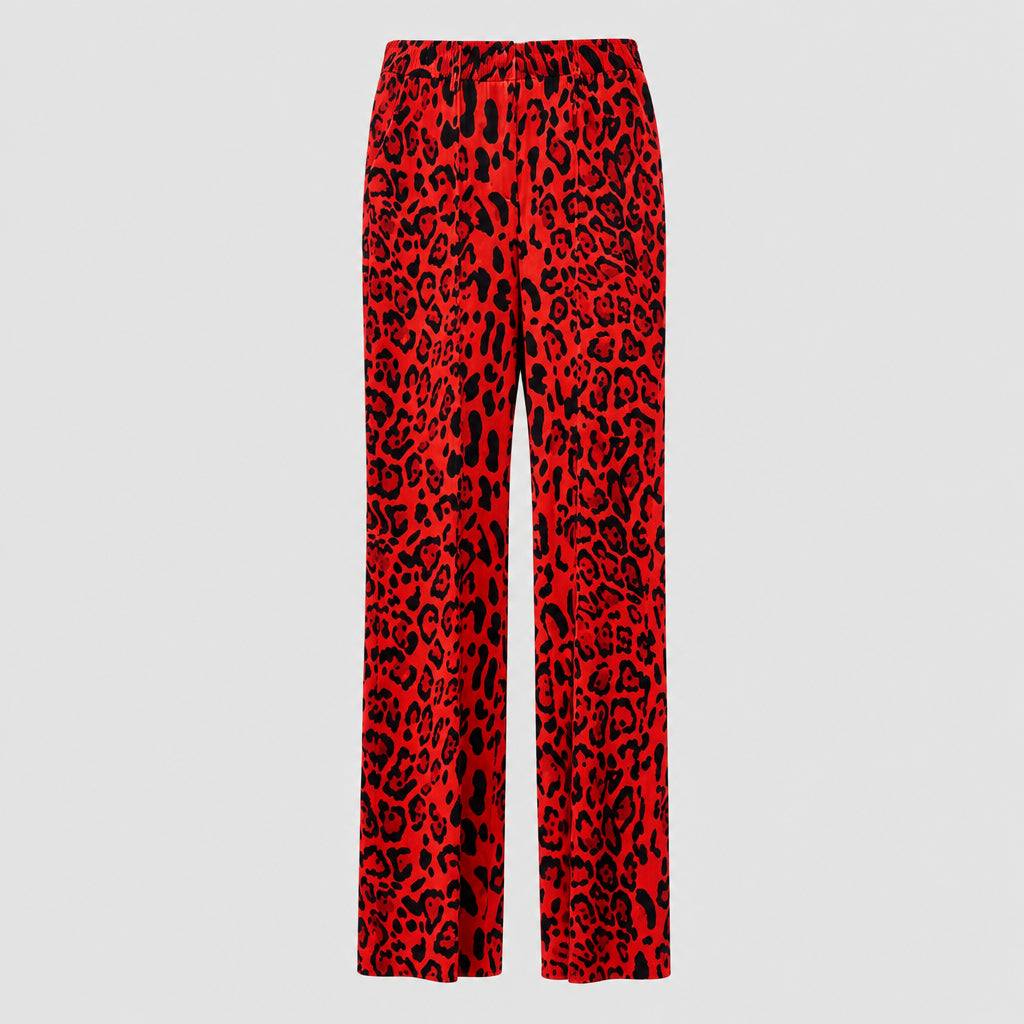 Ensemble deux pièces haut de gamme en velours doré, composé d'une veste à motif léopard et d'un pantalon à jambes étroites.