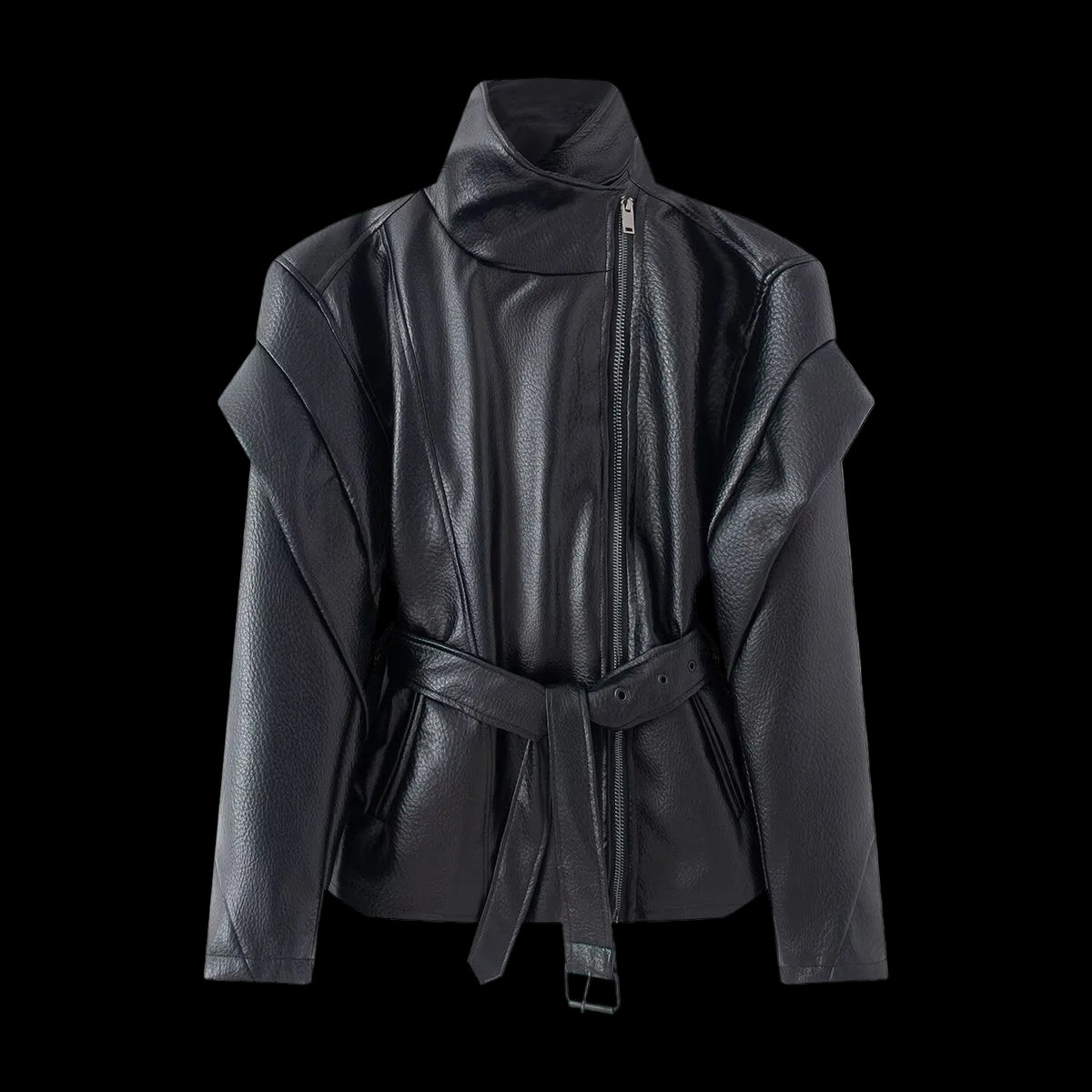 Veste à col montant, fermeture éclair latérale et taille ajustée