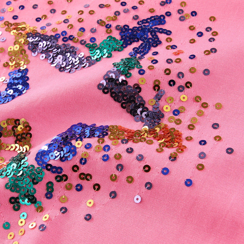 T-shirt à manches courtes pour fille avec étoile brodée en sequins