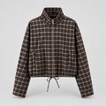 Ensemble veste à carreaux zippée coupe ample et jupe-culotte