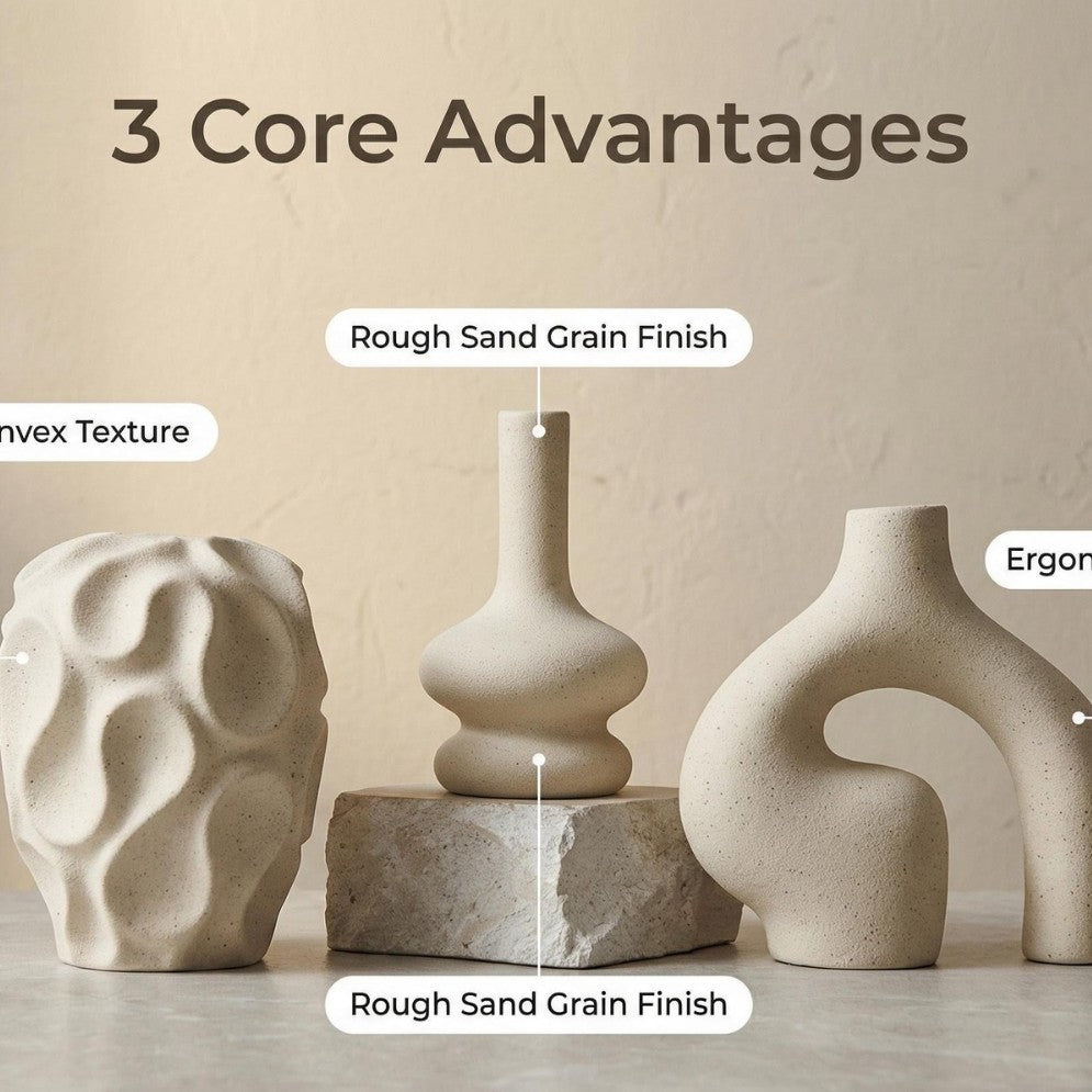 Trio de vases en céramique style bohème