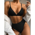 Maillot de bain bikini taille haute, ensemble bikini uni