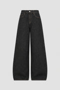 Jean droit pour homme style rétro et ethnique – Denim original, surpiqûres contrastées et broderies
