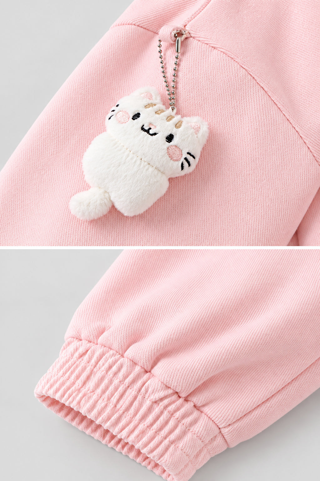 Veste courte , coupe ample, col à revers, motif patchwork et chat
