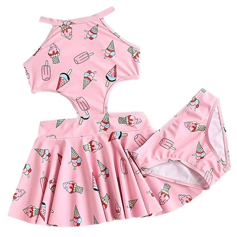 Maillot de bain mignon pour fillettes avec bikini à motif de glaces