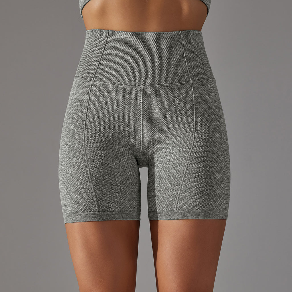 Short de yoga/sport/course à pied pour femme, taille haute, gainant, effet ventre plat et fessier, en jacquard à pois uni sans coutures
