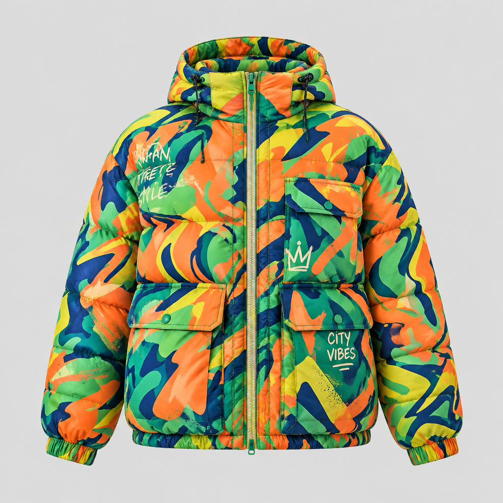 Parka d'hiver épaisse et tendance : fermeture zippée, coupe ample à la taille,  chaude et polyvalente.