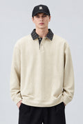 Sweat-shirt en maille jacquard épaisse, à manches longues et col rabattu