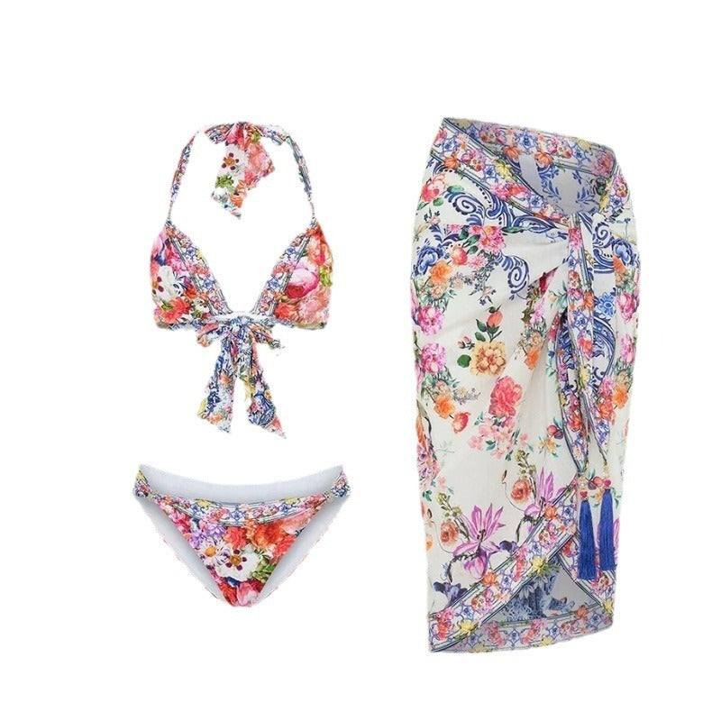 Ensemble de maillot de bain une pièce sexy imprimé ajouré pour femme, avec bretelles.