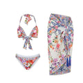 Ensemble de maillot de bain une pièce sexy imprimé ajouré pour femme, avec bretelles.