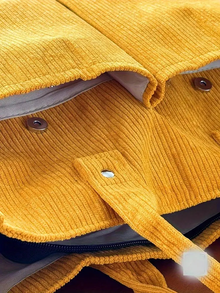 Sac cabas simple en velours côtelé épais, multipoches, .