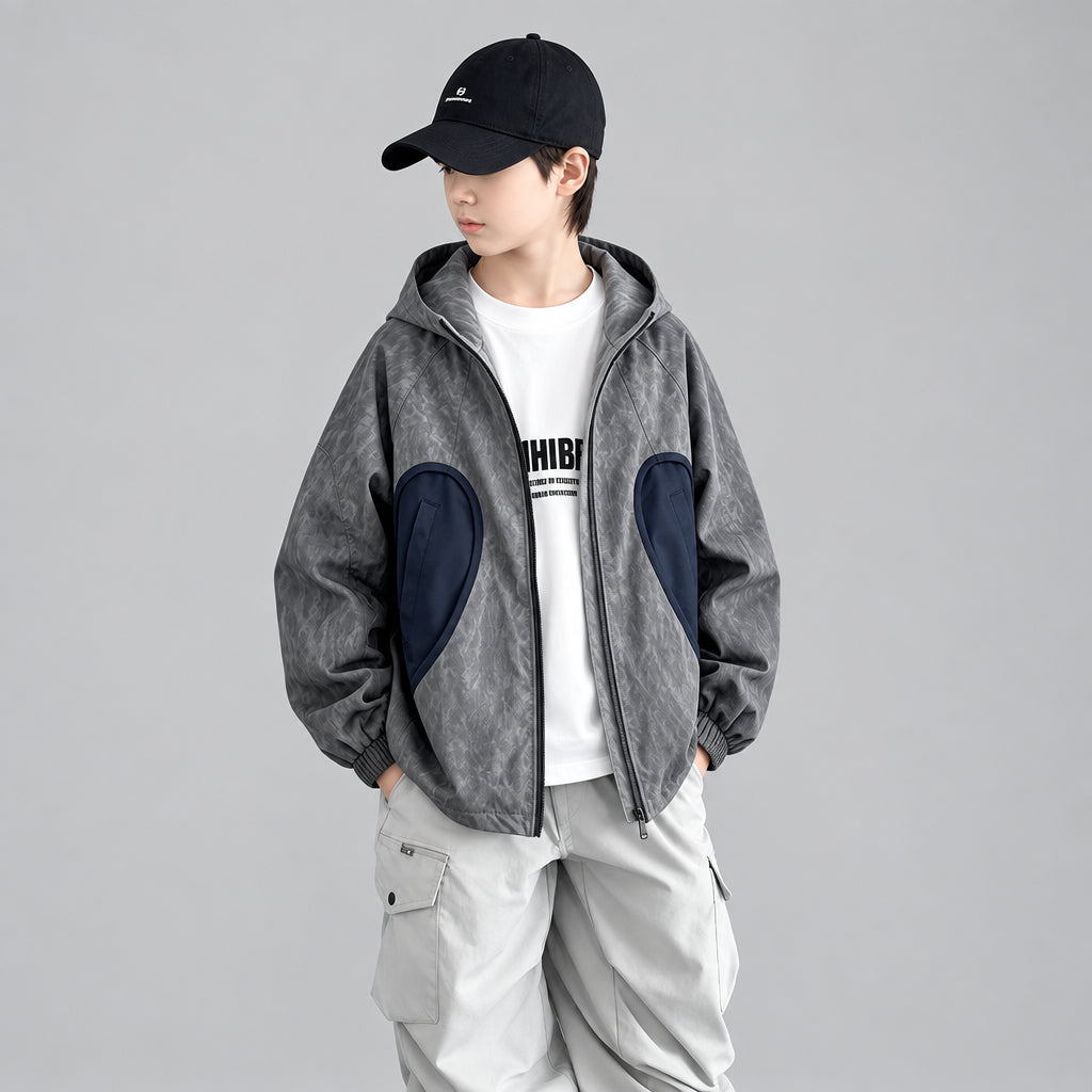 Veste décontractée à capuche et ouverture frontale pour garçon