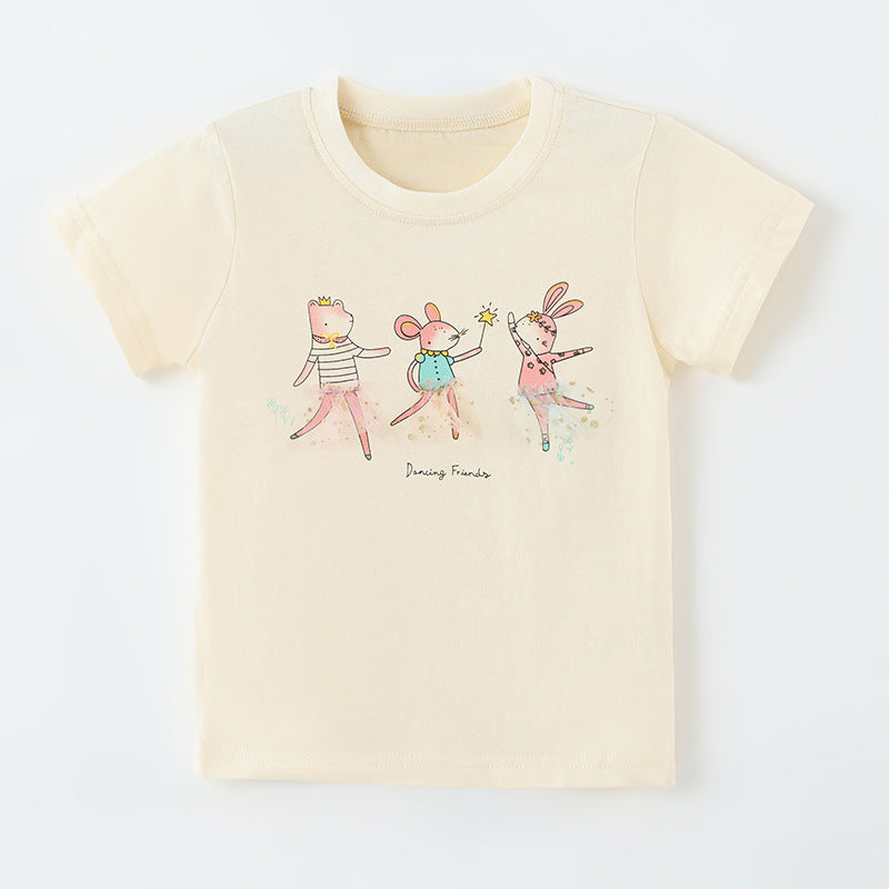 T-shirt imprimé à col rond pour enfants