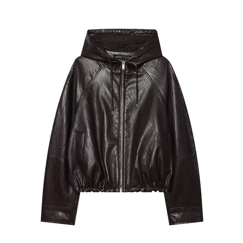 Veste à capuche effet cuir style urbain