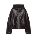 Veste à capuche effet cuir style urbain