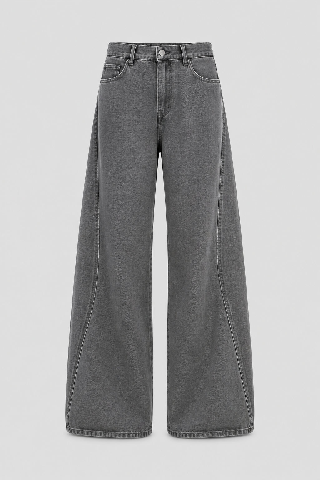 Pantalon cargo évasé – Style High Street, denim délavé, coupe épurée
