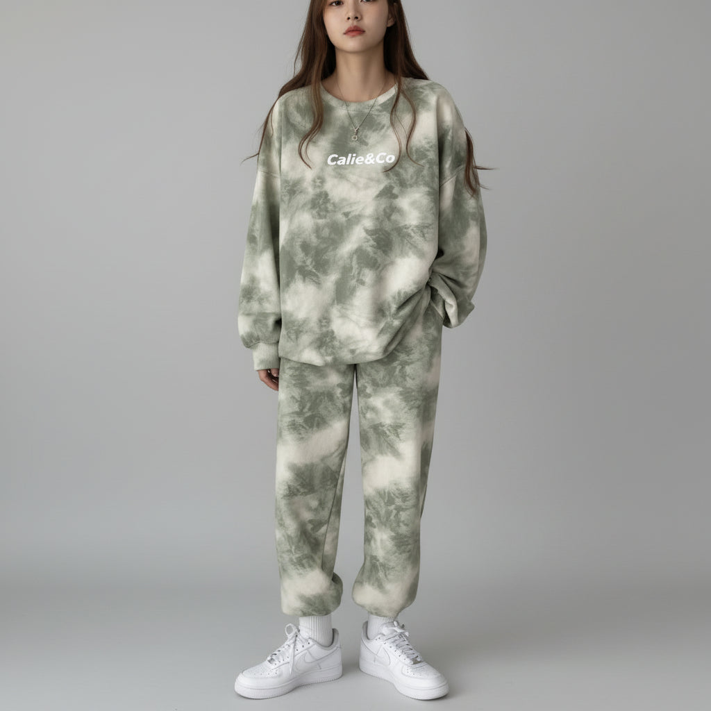 Ensemble tie-dye : sweat à capuche ample et pantalon de jogging large