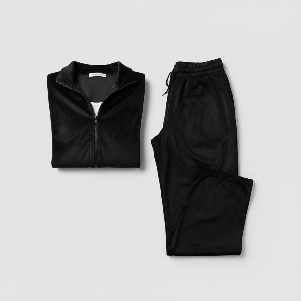 Ensemble : veste zippée unie à manches longues et pantalon de jogging