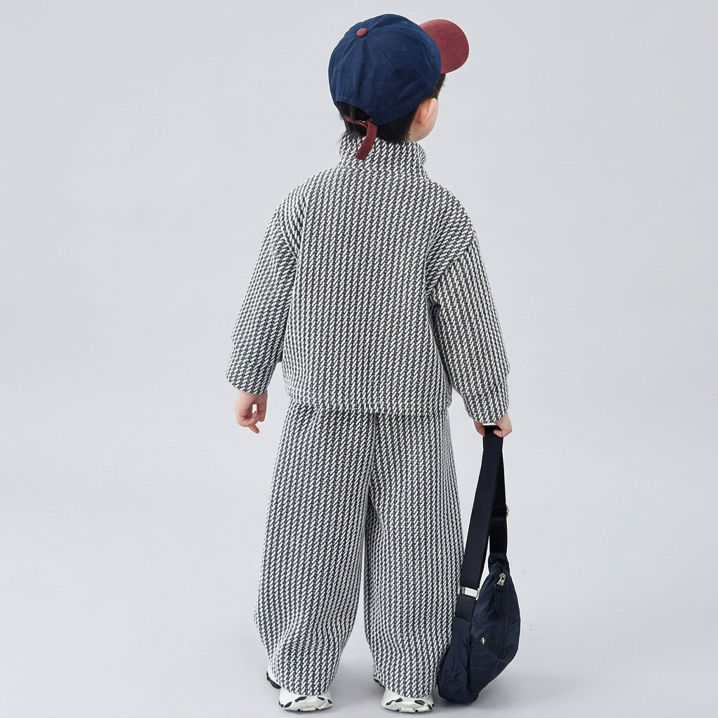 Ensemble deux pièces  : sweat-shirt à manches longues à motif pied-de-poule