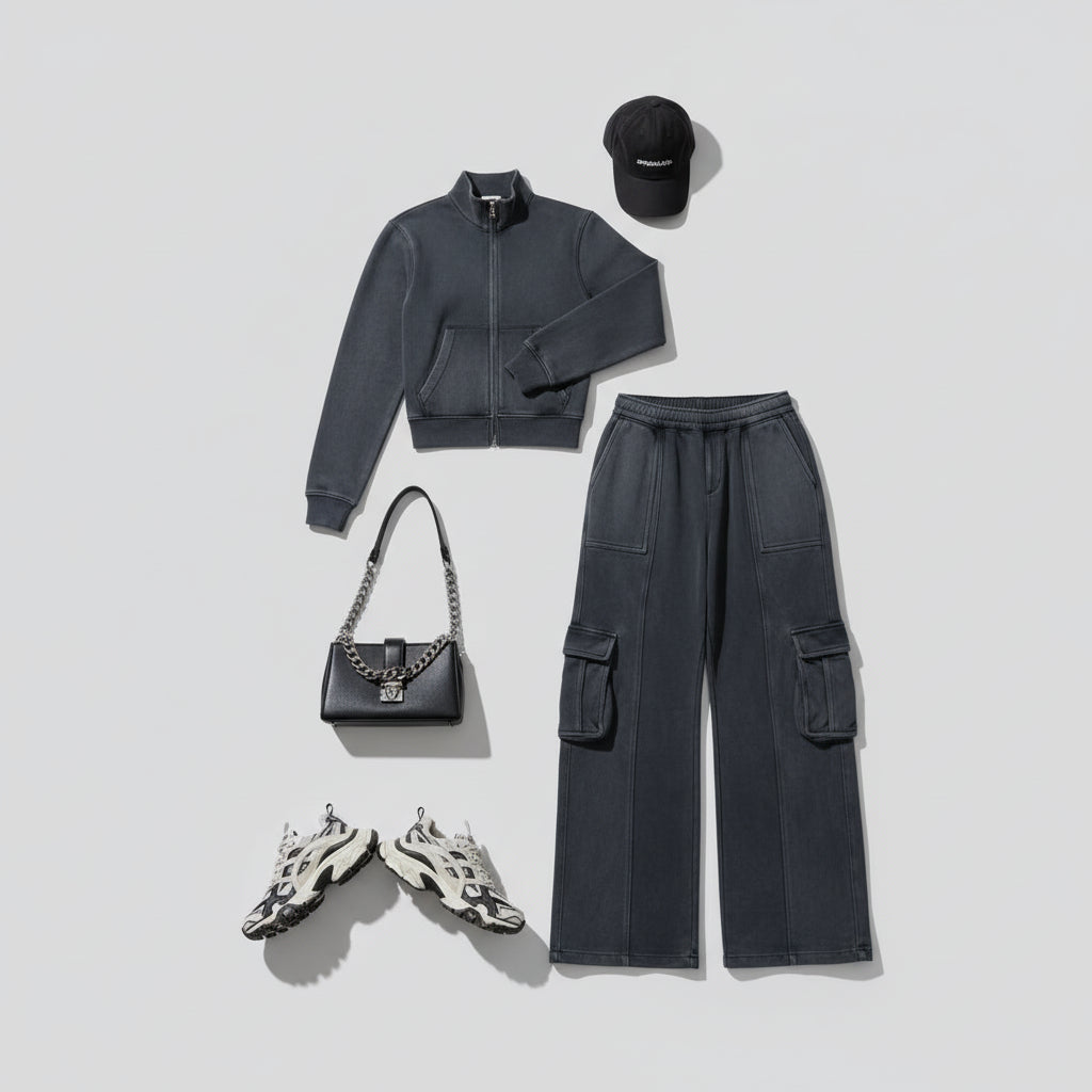 Ensemble sport  : cardigan slim fit et pantalon streetwear