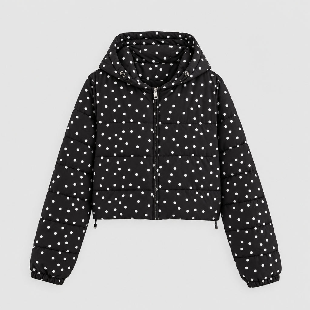 Manteau court à pois et manches longues