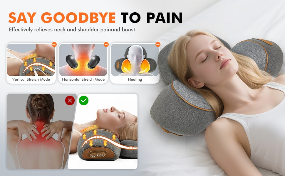 Oreiller de massage cervical électrique – masseur pour épaules et nuque – oreiller d'aide au sommeil