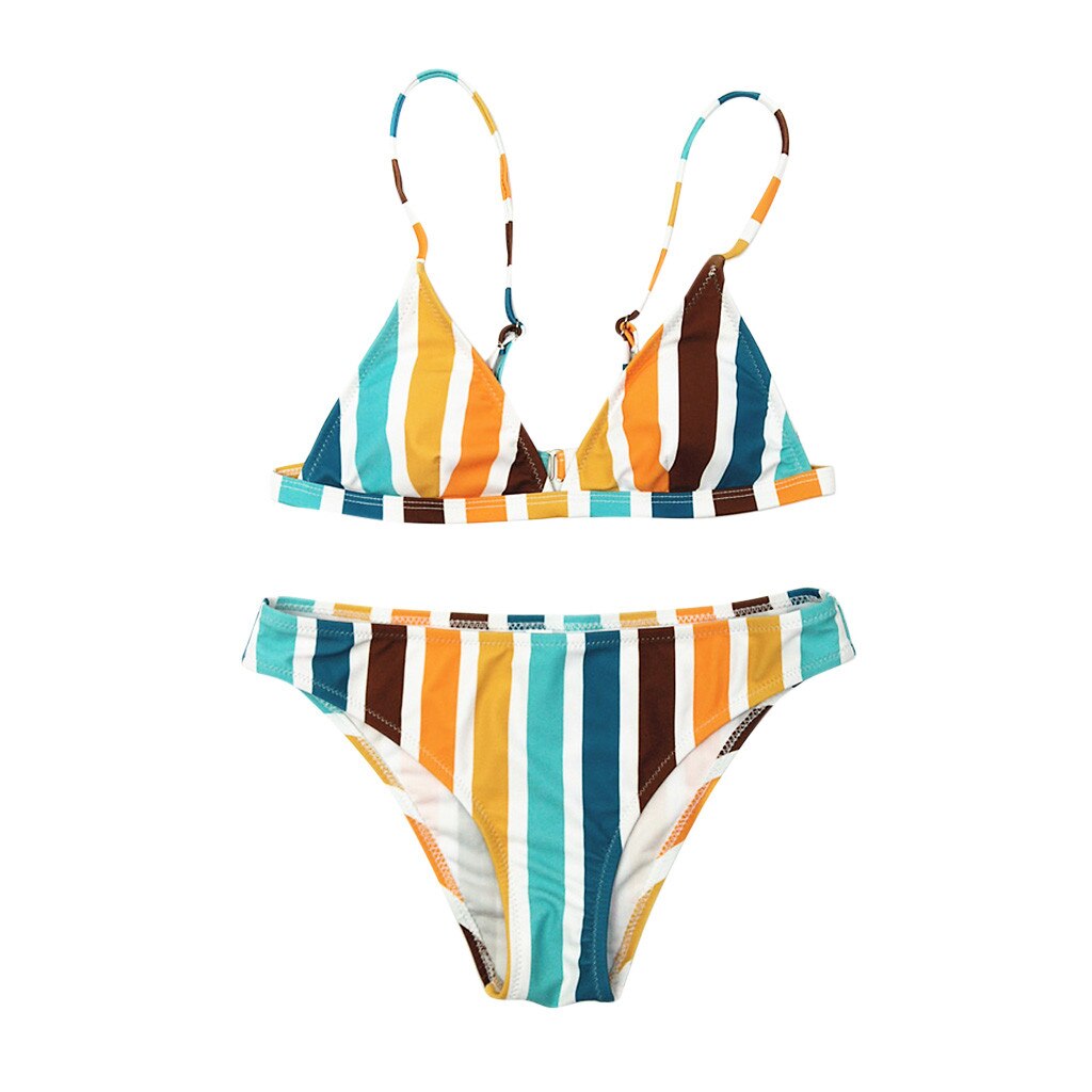 Ensemble bikini à rayures arc-en-ciel