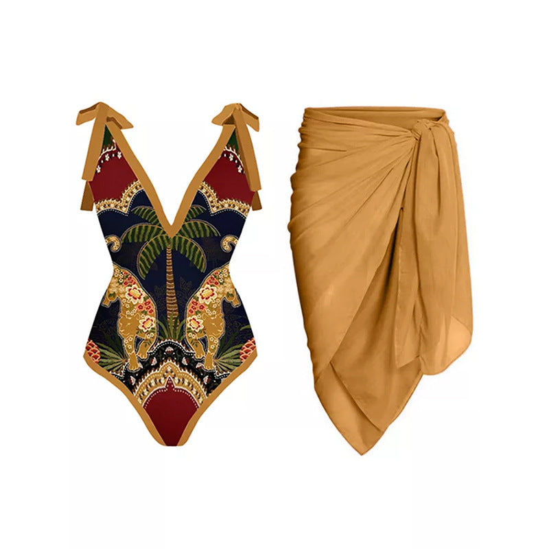 Ensemble maillot de bain 1 pièce et son paréo d'été