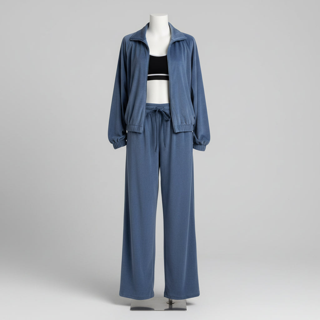 Ensemble : veste zippée unie à manches longues et pantalon de jogging