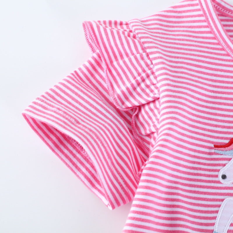 Cute Pattern Round Neck Short Sleeve T-Shirt for Kids